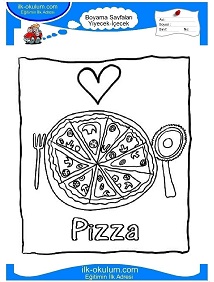 Çocuklar İçin Pizza Boyama Sayfaları 